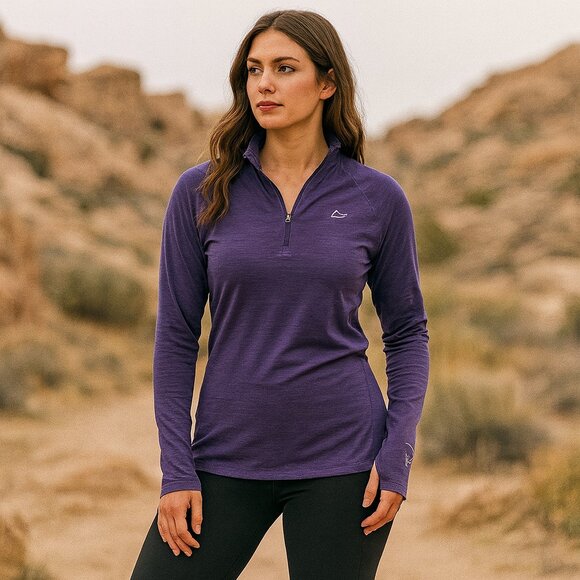 Paradox Purple Merino‑Blend 1/4‑Zip Base Layer Top (Small) - Picture 1 of 7